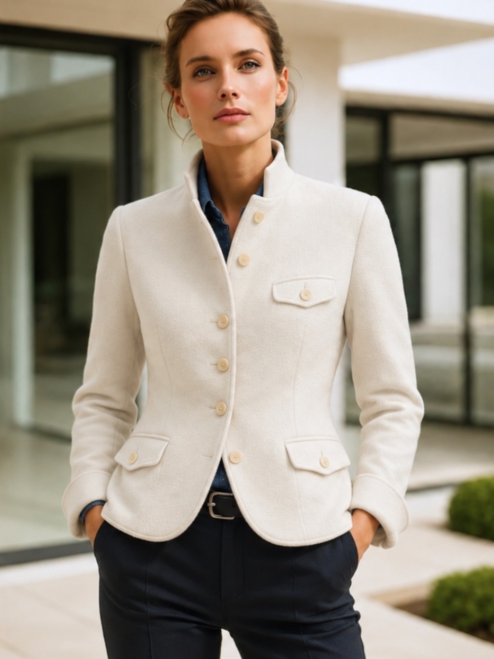 Lauren Ralph Lauren Wool Blend Herringbone Blazer Coat